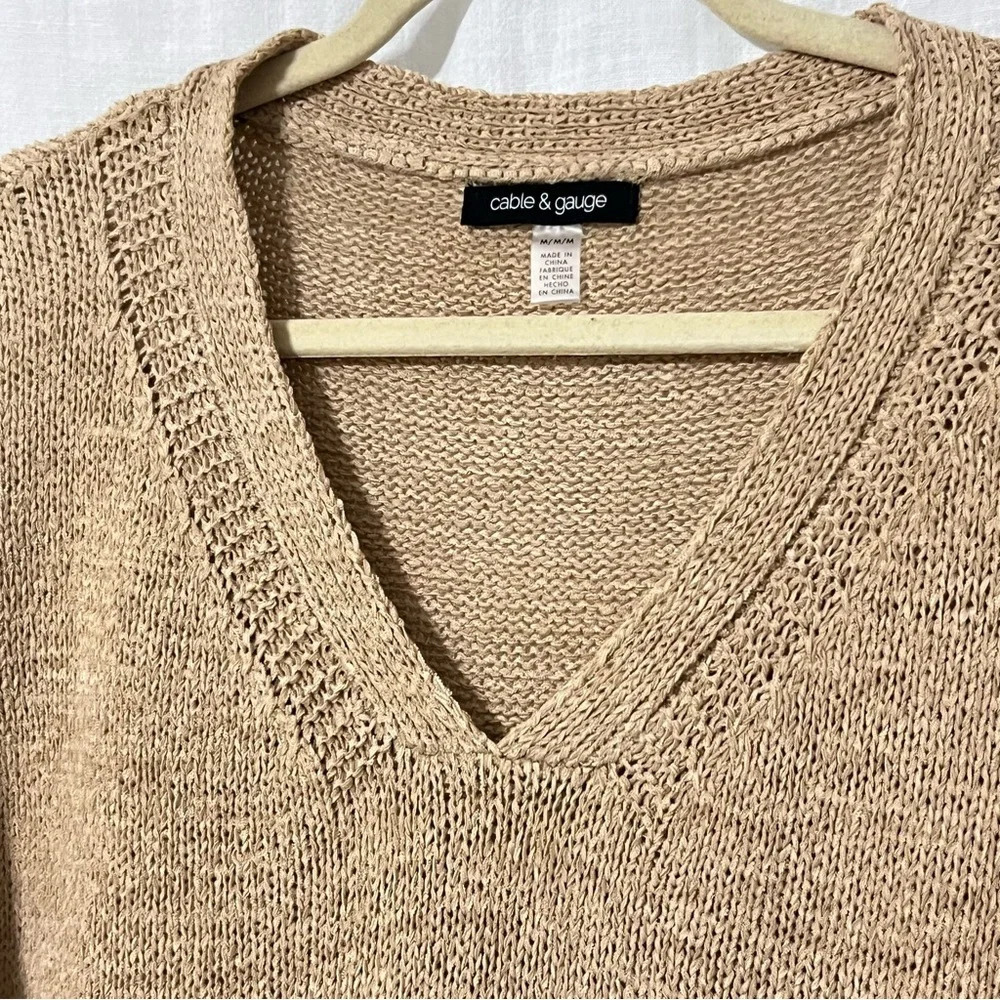 Cable & Gauge Women's Sweater Vest Size M Tan Cap sleeve Pullover